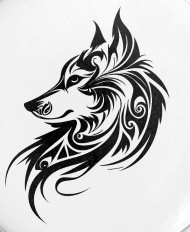 Wolf Silhouette Tribal Tattoo Style Animal Nature Fan' Small Buttons